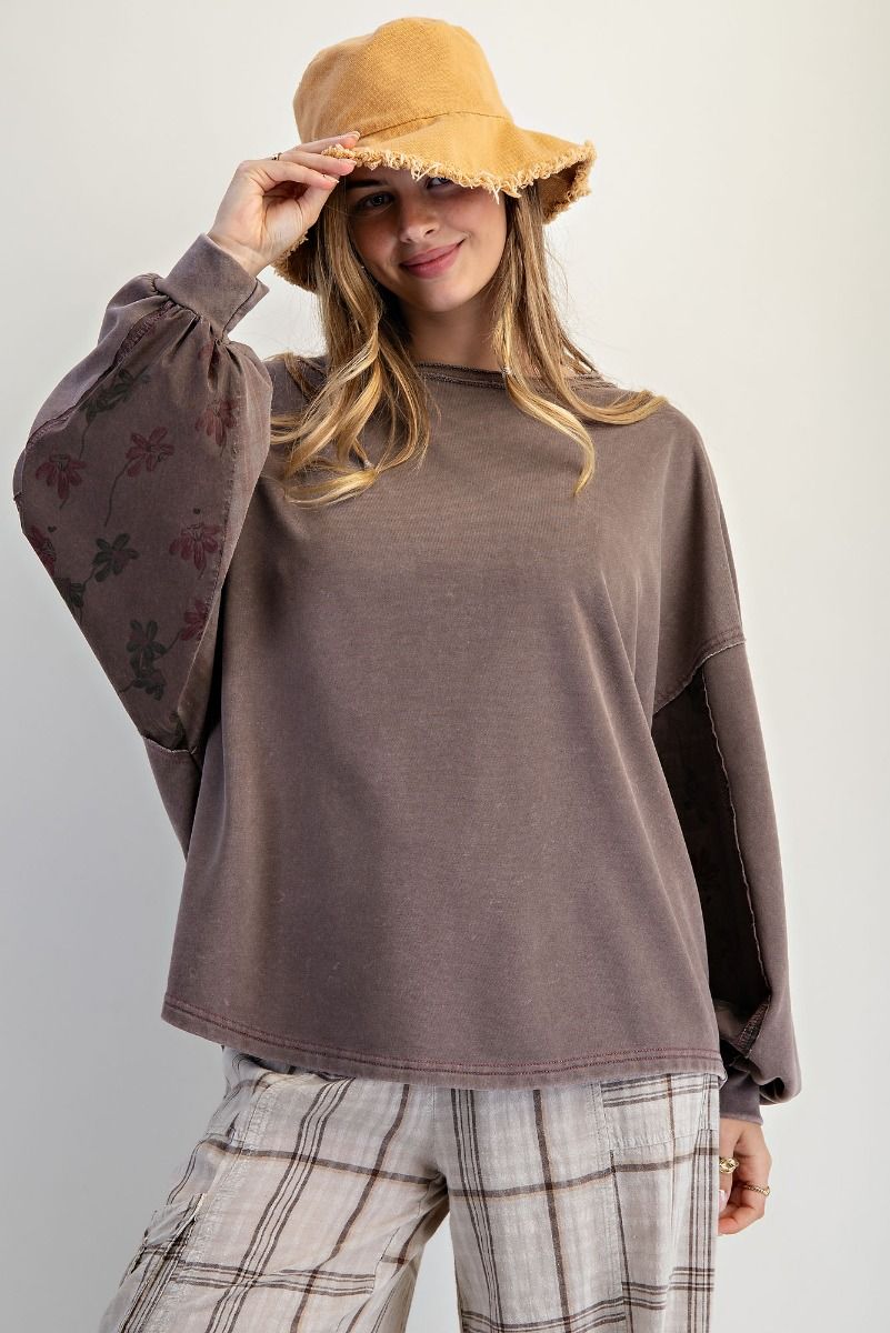 Dolman Washed Terry Pullover | Mocha
