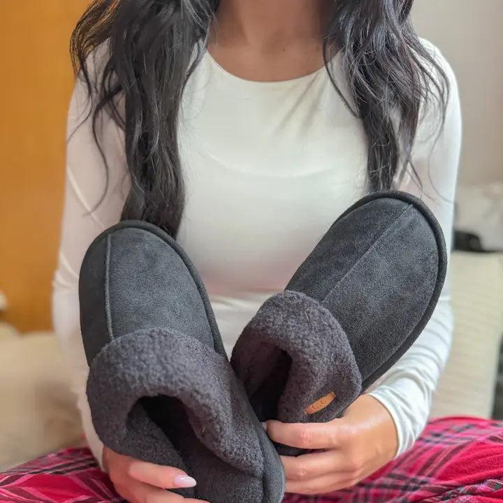 Faux Suede Sherpa Slippers image 0
