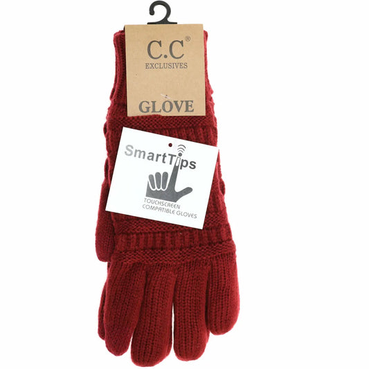 Women's Knit Cc Gloves with Fuzzy Lining