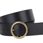 Wide Copper-Toned Ring Buckle Leather Belt image 0