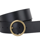 Wide Copper-Toned Ring Buckle Leather Belt image 0