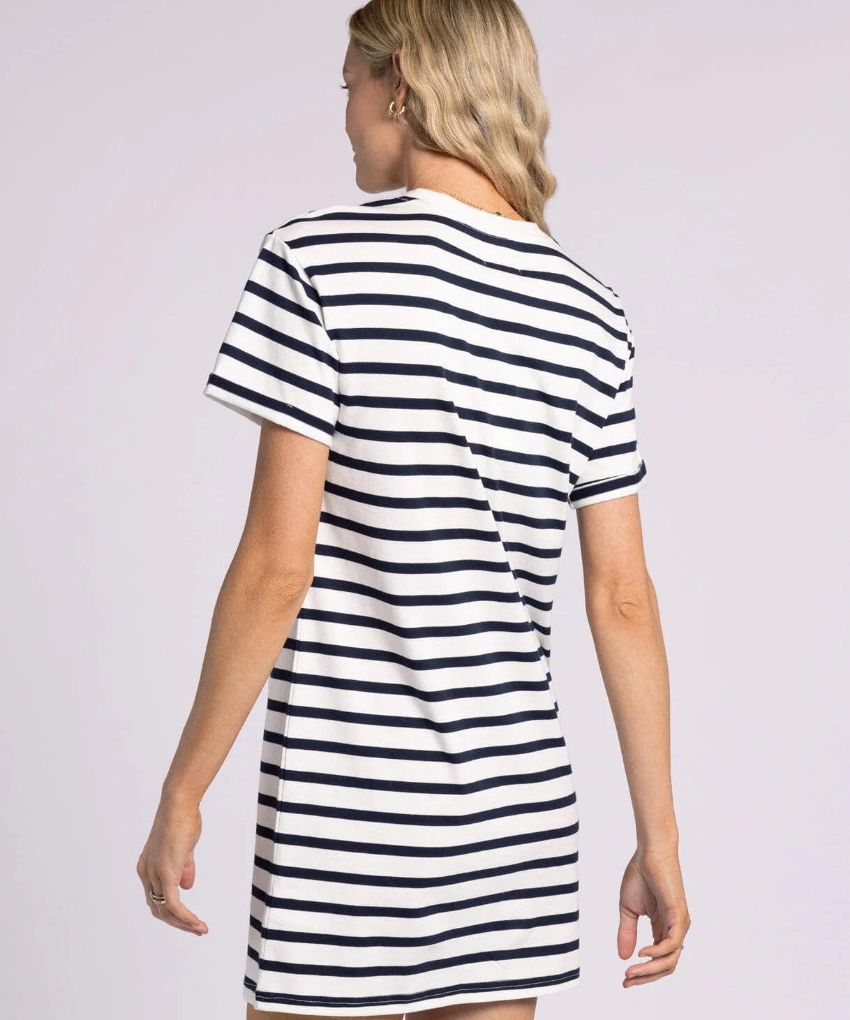 Kick Back Dress - White Navy Stripe