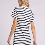 Kick Back Dress - White Navy Stripe