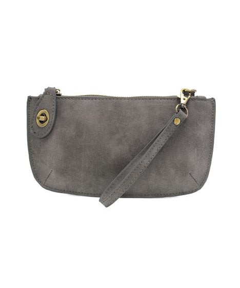 Faux Suede Mini Crossbody Wristlet Clutch