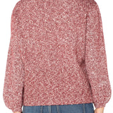 Long Sleeve Button Front Cardigan- Maroon Melange